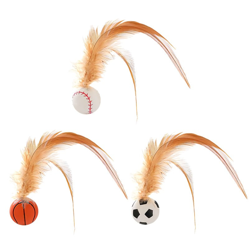 Katzenspielzeug mit Federn und Sprungball – ohne Batterien – Bild 7