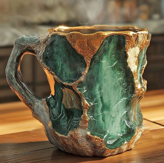 Doppelwandige Kaffeetasse in Mineraloptik – handgefertigt, mikrowellengeeignet – Bild 2