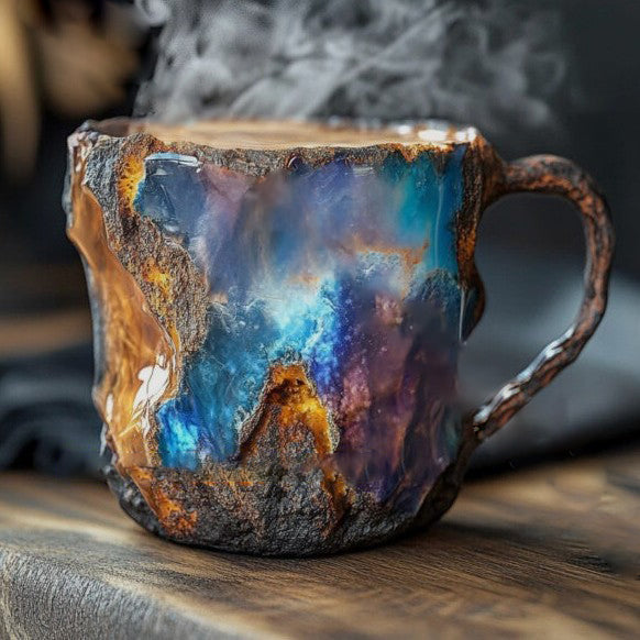 Doppelwandige Kaffeetasse in Mineraloptik – handgefertigt, mikrowellengeeignet – Bild 1