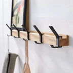 Wandgarderobe mit klappbaren Doppelhaken – Holz und Aluminium – Bild 1