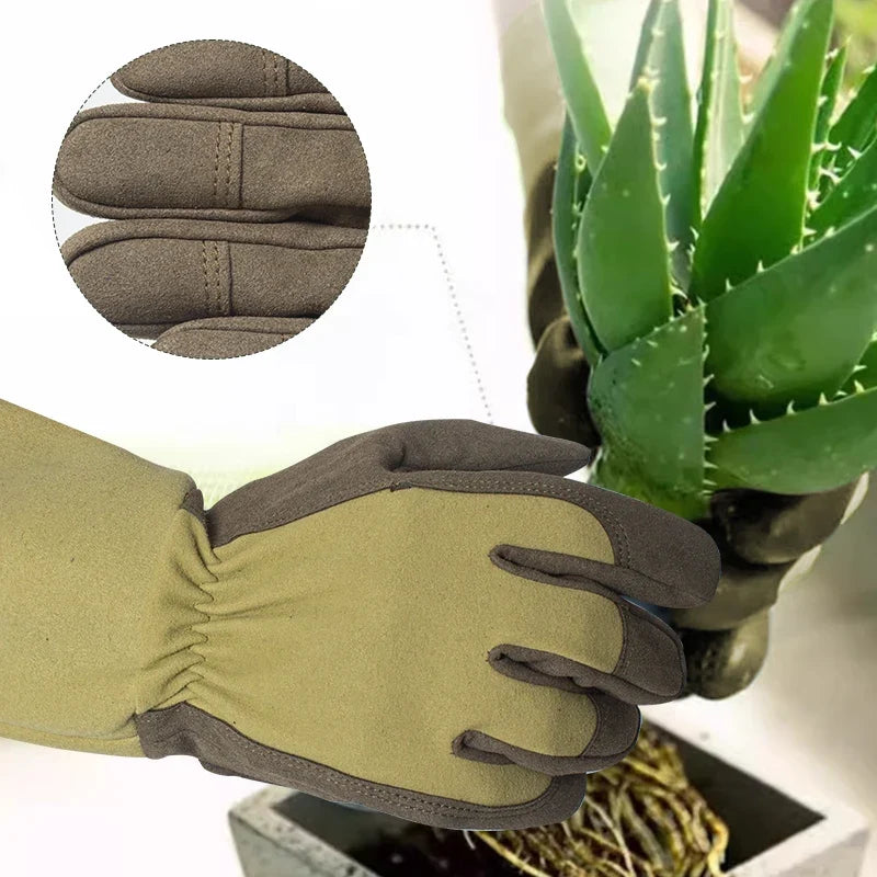 Lange Gartenhandschuhe – dornenfest, mit Stulpe bis zum Ellenbogen – Bild 2