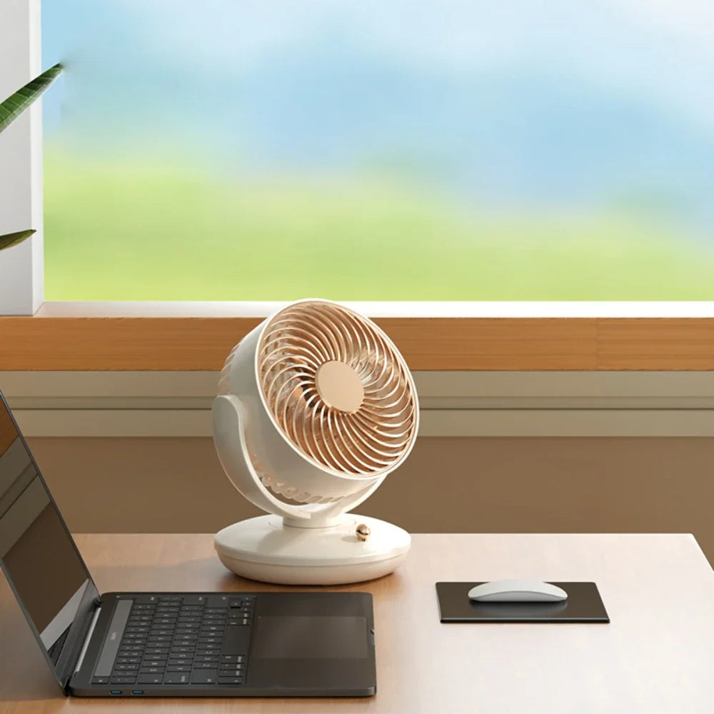 Tischventilator mit Rundumdrehung – drei Stufen, mit Akku – Bild 1