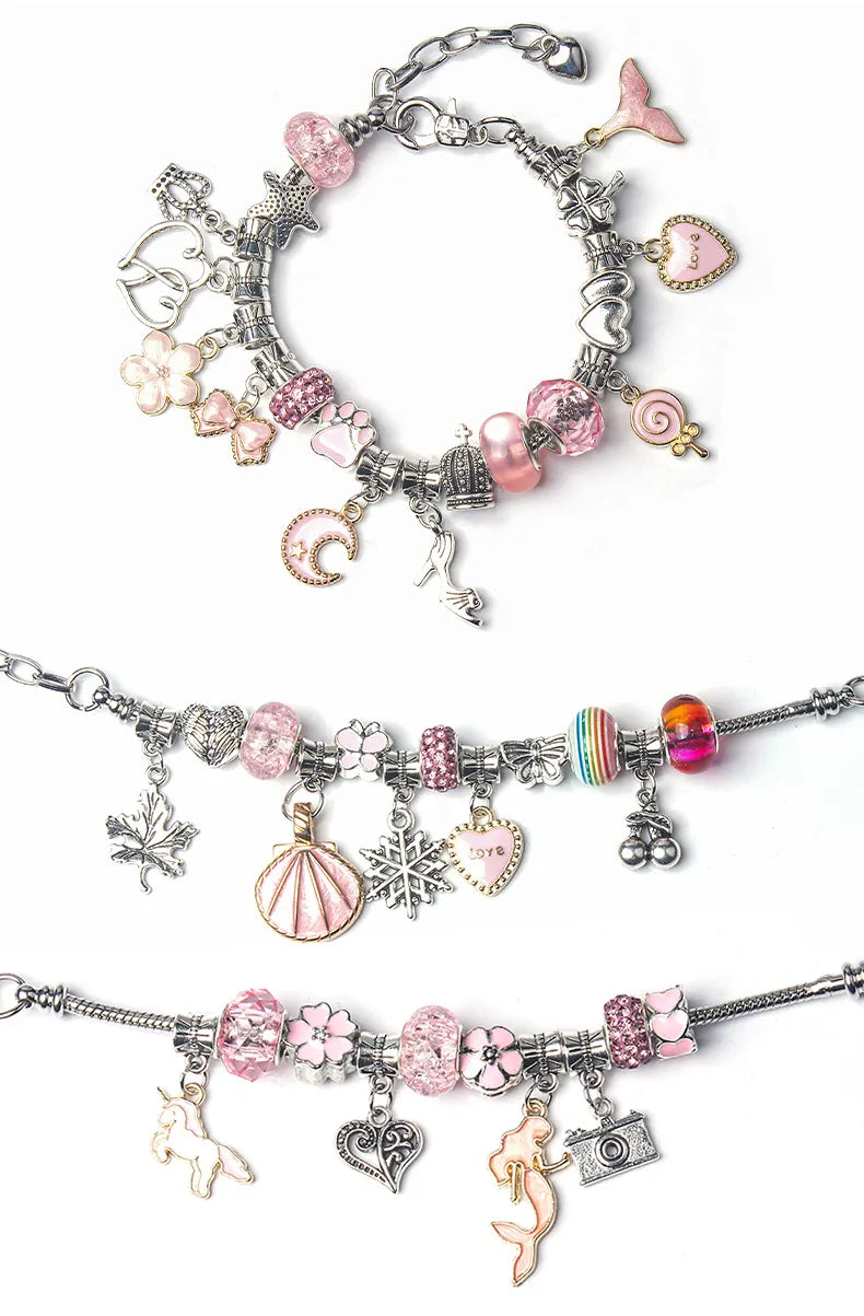 Bastelset für Armbänder – Perlen, Anhänger und Bänder – Bild 3