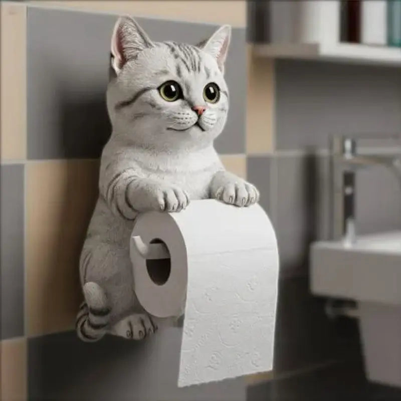 Toilettenpapierhalter als Katzenfigur – freistehend, für drei Rollen – Bild 10