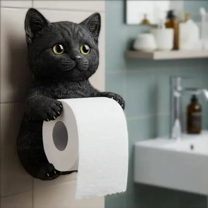 Toilettenpapierhalter als Katzenfigur – freistehend, für drei Rollen – Bild 9