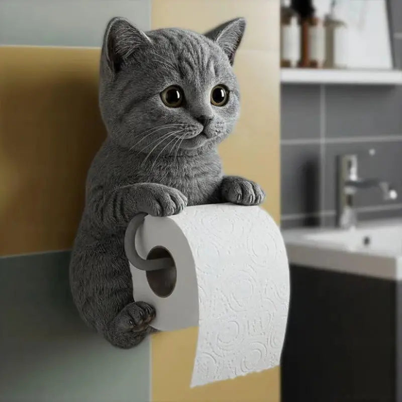 Toilettenpapierhalter als Katzenfigur – freistehend, für drei Rollen – Bild 6
