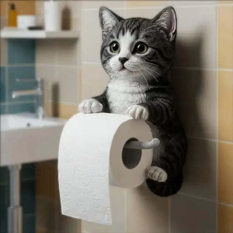 Toilettenpapierhalter als Katzenfigur – freistehend, für drei Rollen – Bild 7