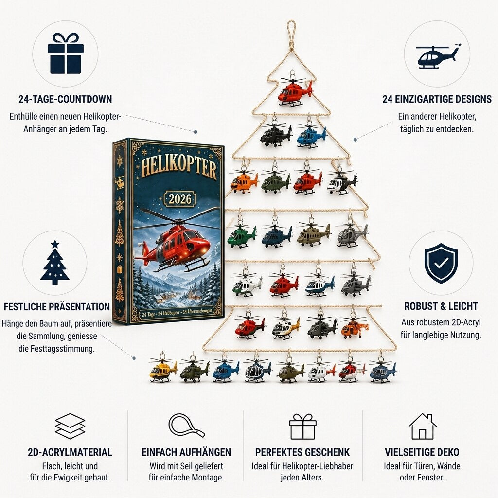 Adventskalender – Acryl-Flugzeuge zum Aufhängen