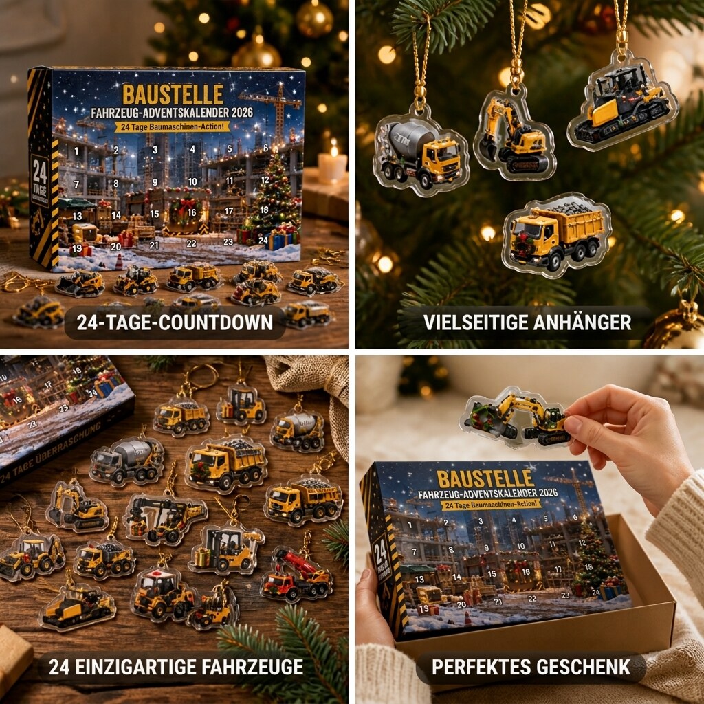Adventskalender – Baumaschinen, Acryl-Anhänger