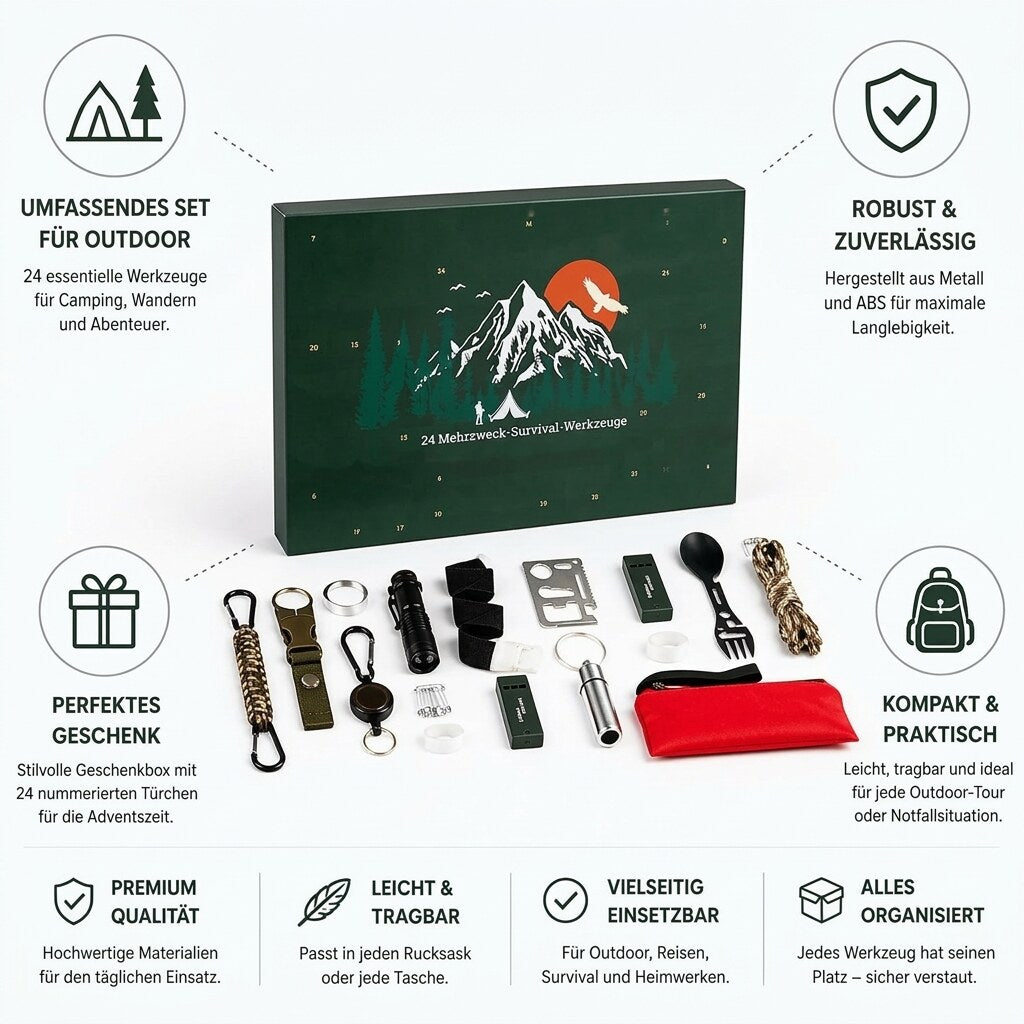 Adventskalender – Outdoor-Werkzeuge, 24 Teile