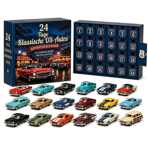 Adventskalender – Vintage Oldtimer aus Guss-Metall