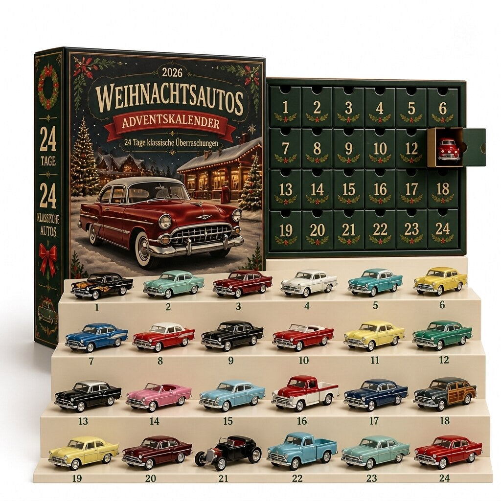 Adventskalender – Vintage Oldtimer aus Guss-Metall