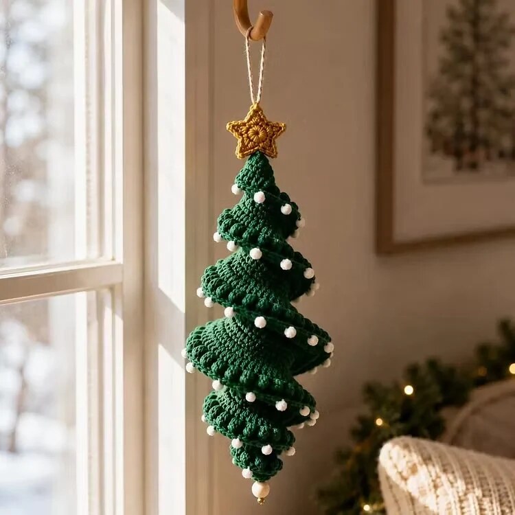 Christbaumkugeln zum Häkeln – Spiralmuster, vier Farben – Bild 3