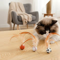 Katzenspielzeug mit Federn und Sprungball – ohne Batterien