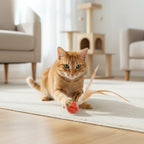 Katzenspielzeug mit Federn und Sprungball – ohne Batterien