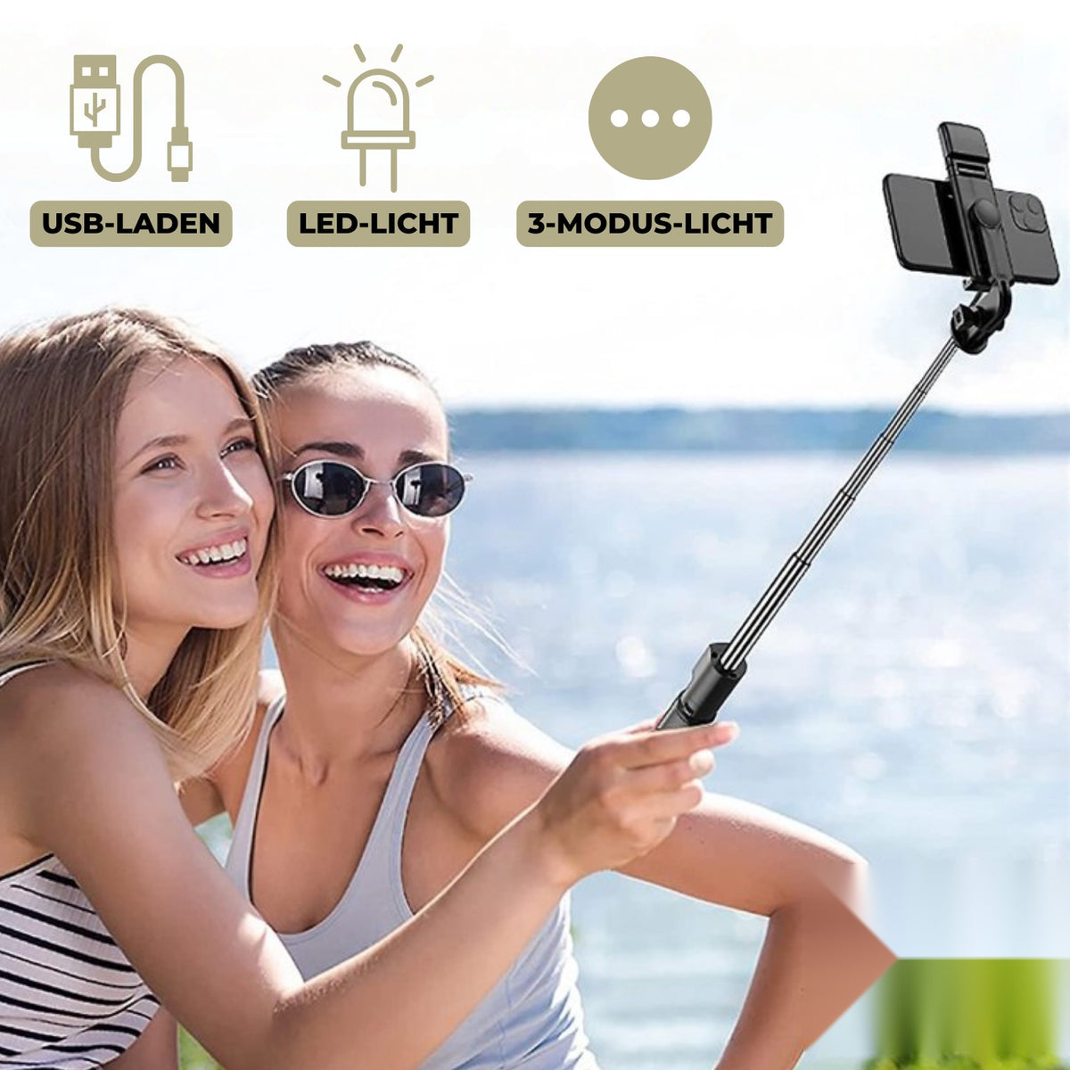 Selfie-Stick mit Stativ und Fernauslöser – zusammenklappbar