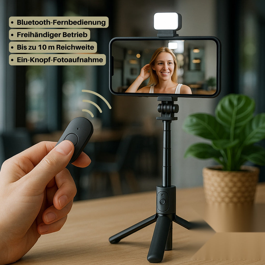 Selfie-Stick mit Stativ und Fernauslöser – zusammenklappbar