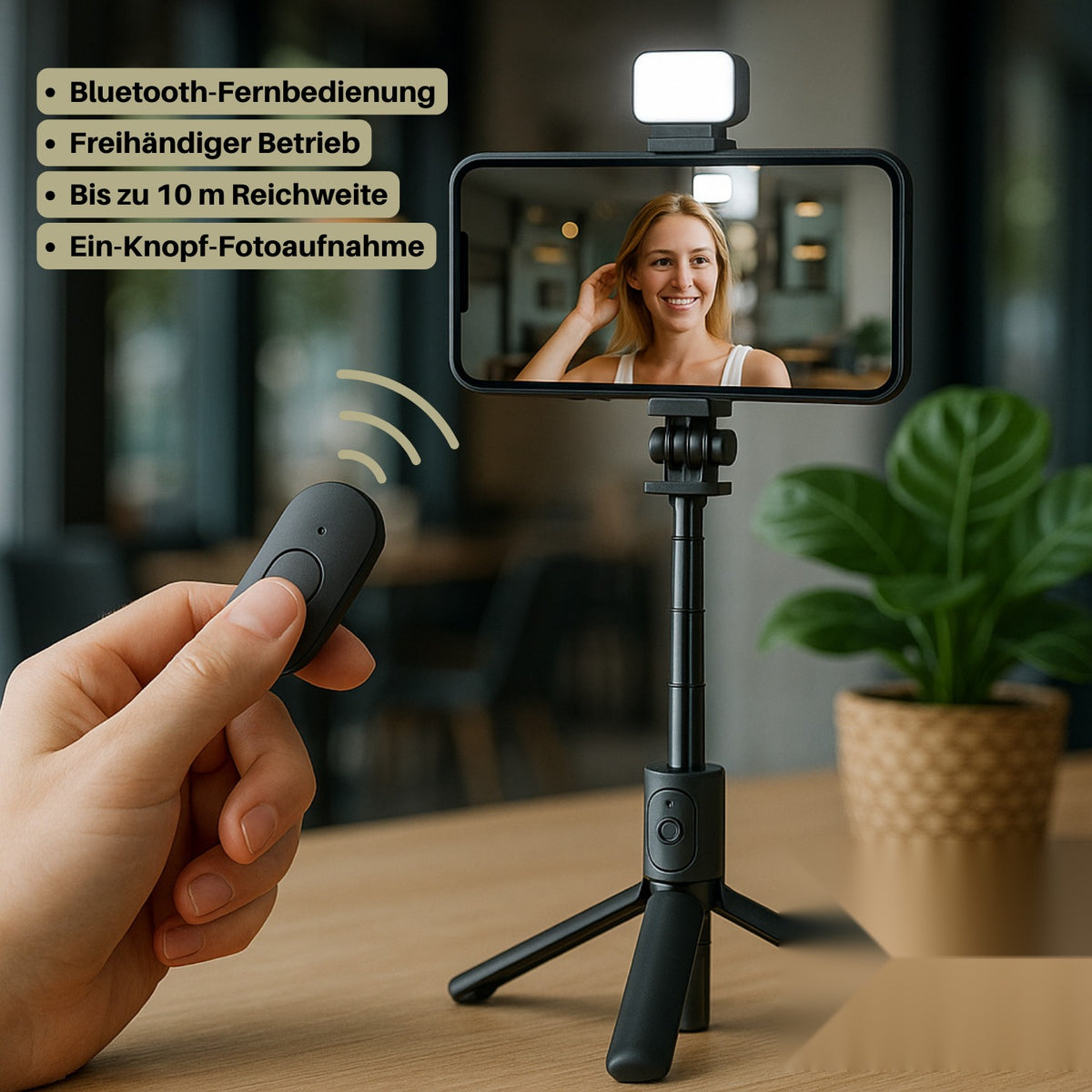 Selfie-Stick mit Stativ und Fernauslöser – zusammenklappbar