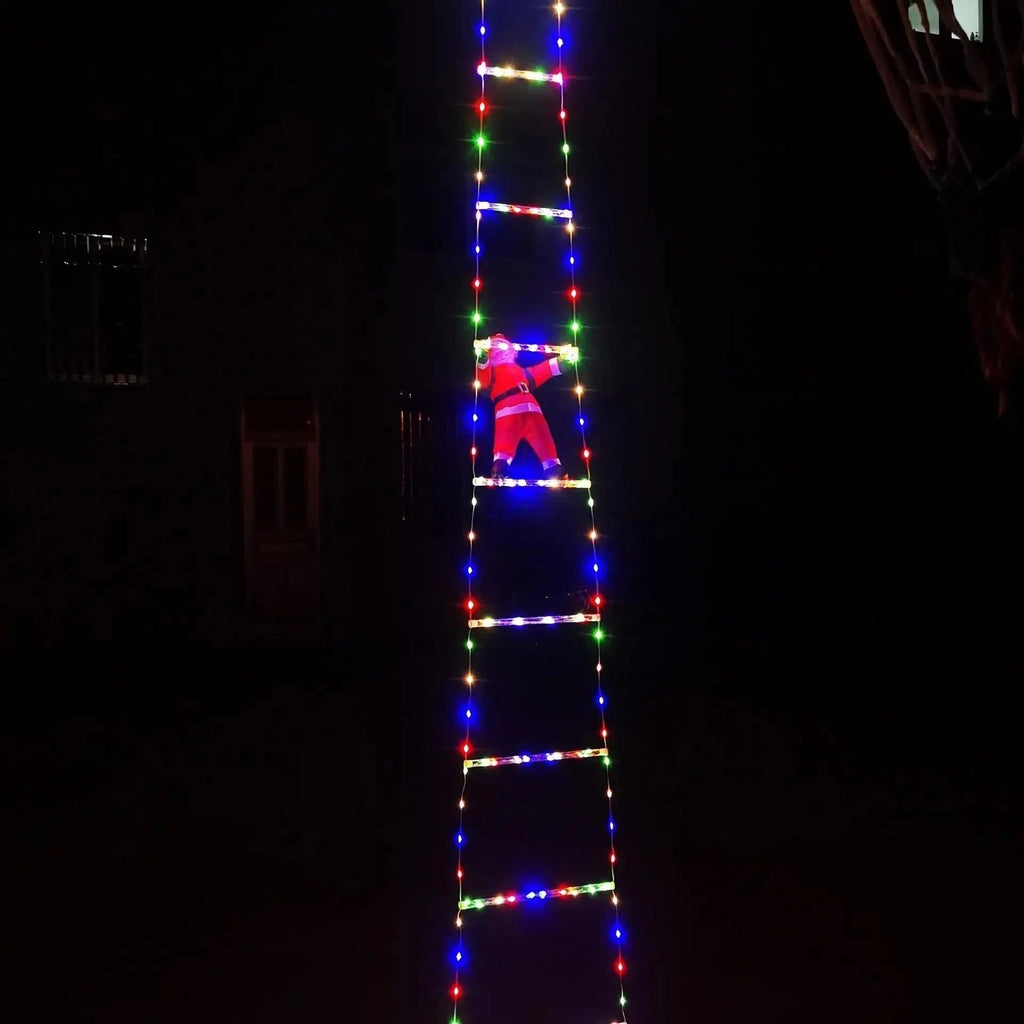 Gartenfigur mit Leiter – weihnachtlicher Aufsteller, zwei Farben – Bild 1