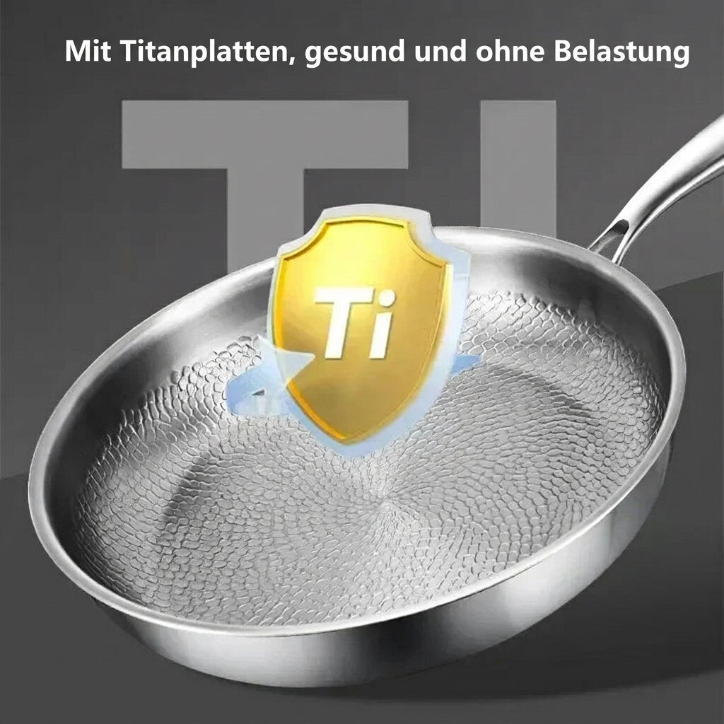 Gehämmerte Bratpfanne – Titan-Innenoberfläche, mehrschichtig