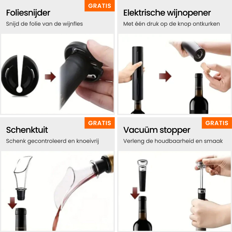Elektrischer Korkenzieher – Flaschenöffner auf Knopfdruck, mit Folienschneider – Bild 4