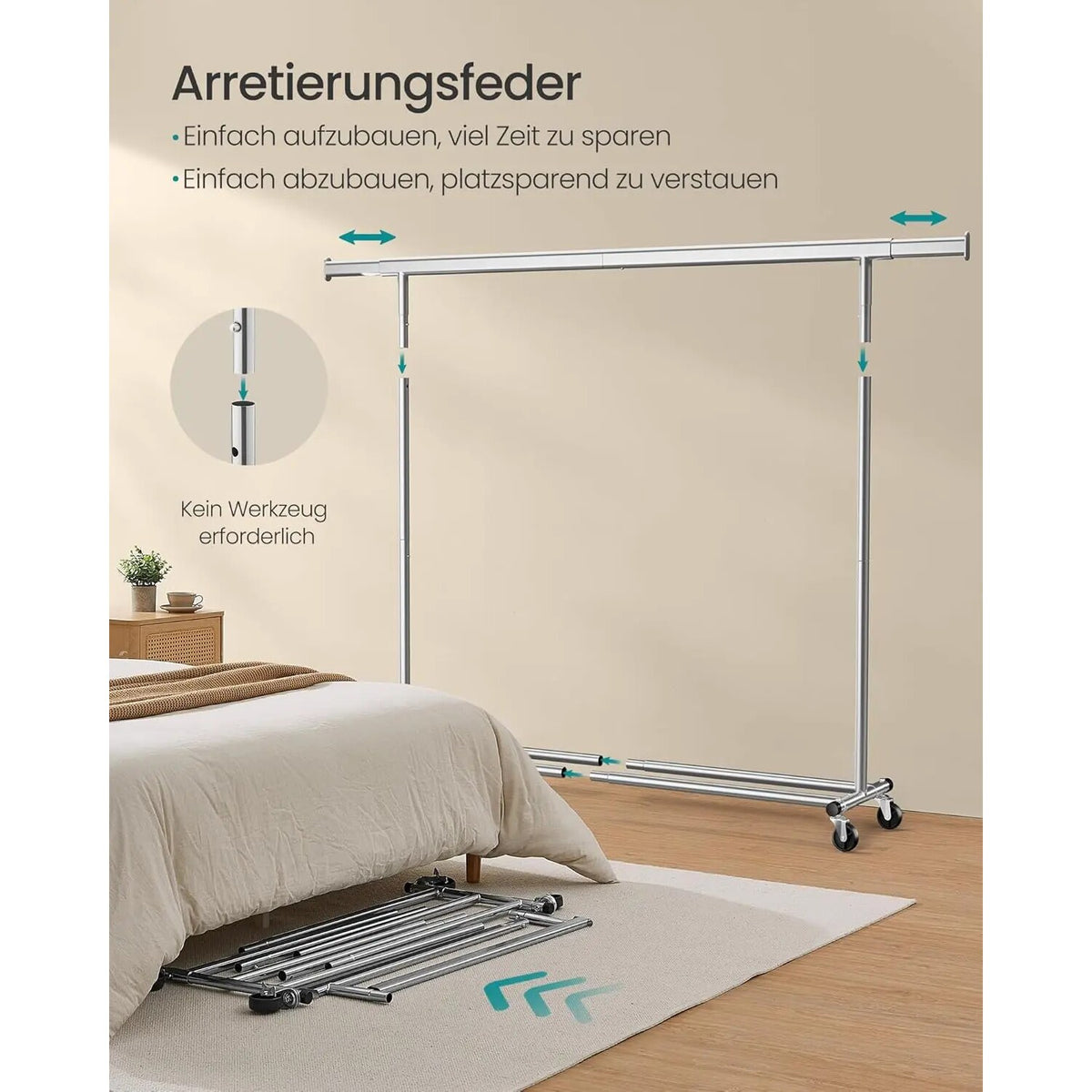 Kleiderständer – ausziehbar, auf Rollen