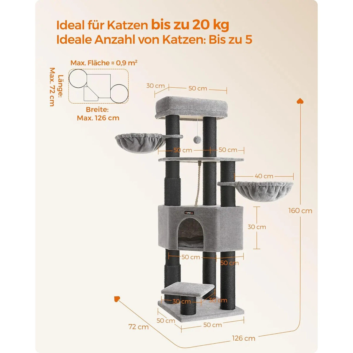 Kratzbaum für grosse Katzen – Höhle, Wärmefunktion