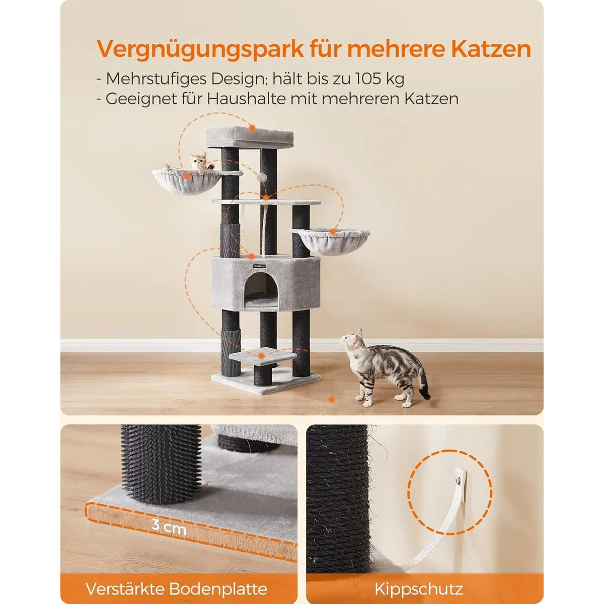 Kratzbaum für grosse Katzen – Höhle, Wärmefunktion