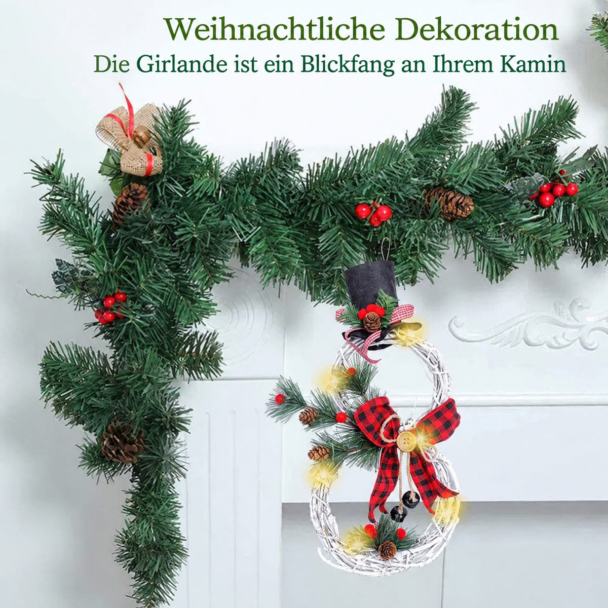 LED-Weihnachtskranz – festlich, batteriebetrieben