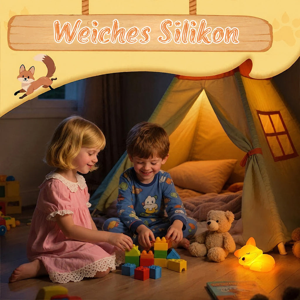 Nachtlicht aus Silikon als Fuchs – dimmbar, mit Zeitschaltung