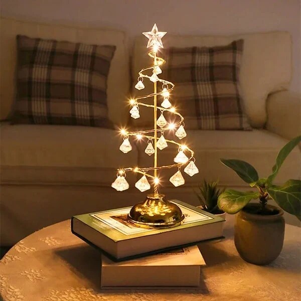 Nachttischlampe – Weihnachtsbaumform aus Kristall – Bild 6