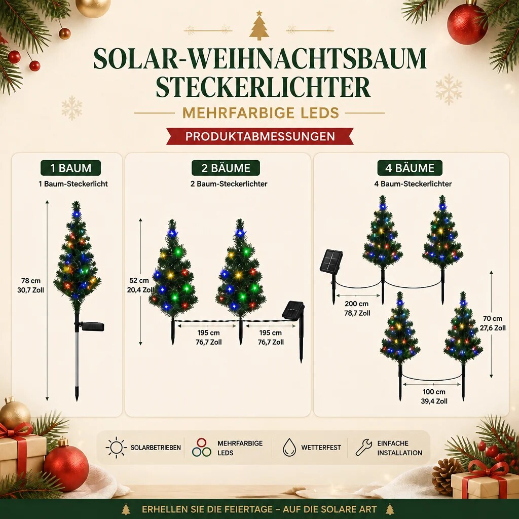 Solarlichter – Baumform, mehrfarbig, Rasenstecker – Bild 5