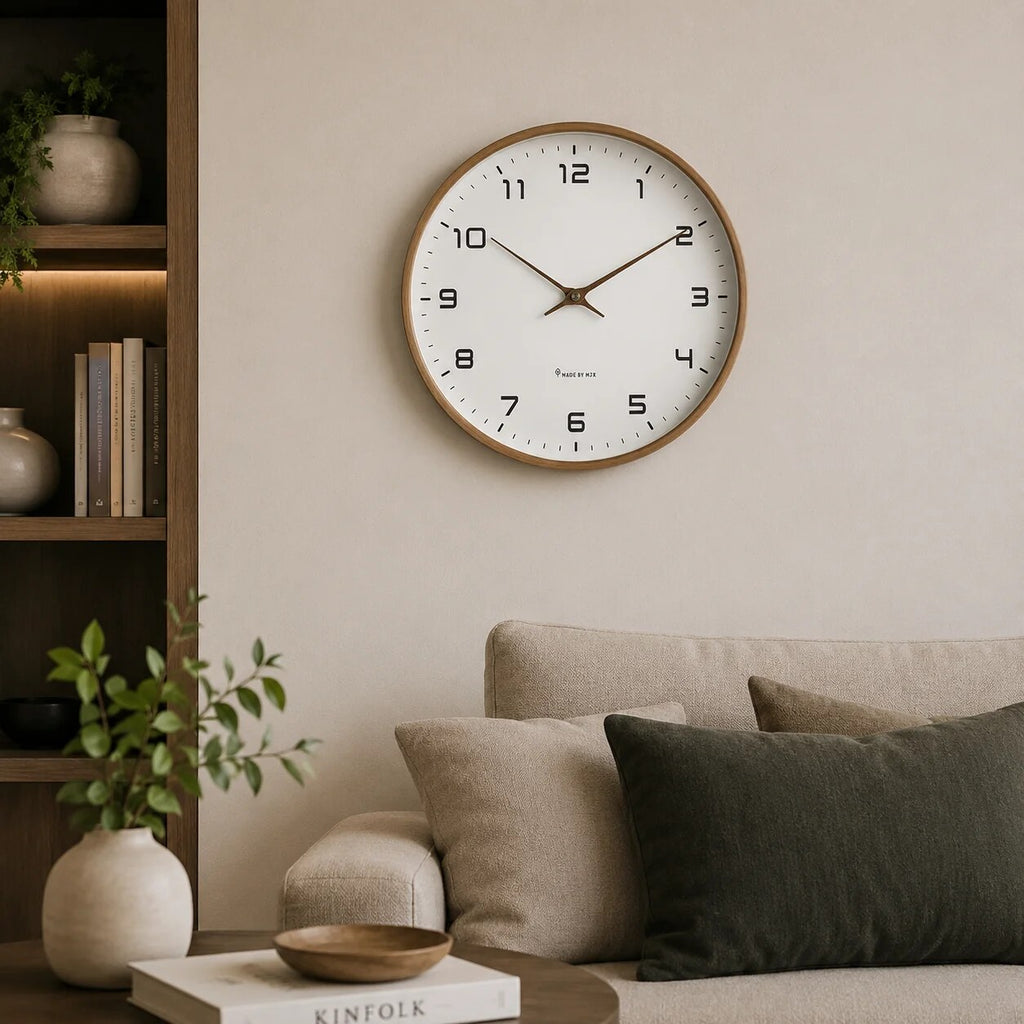 Wanduhr – Skandinavisch, Holz, lautlose Bewegung