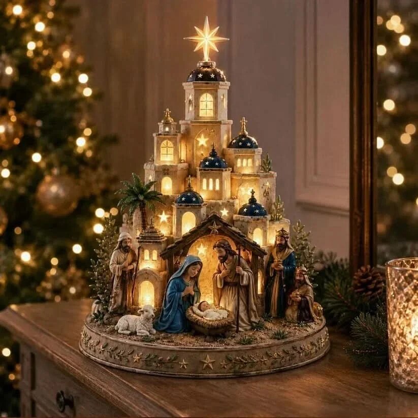 Weihnachtskrippe mit Tischleuchte – Fertig montiert – Bild 3