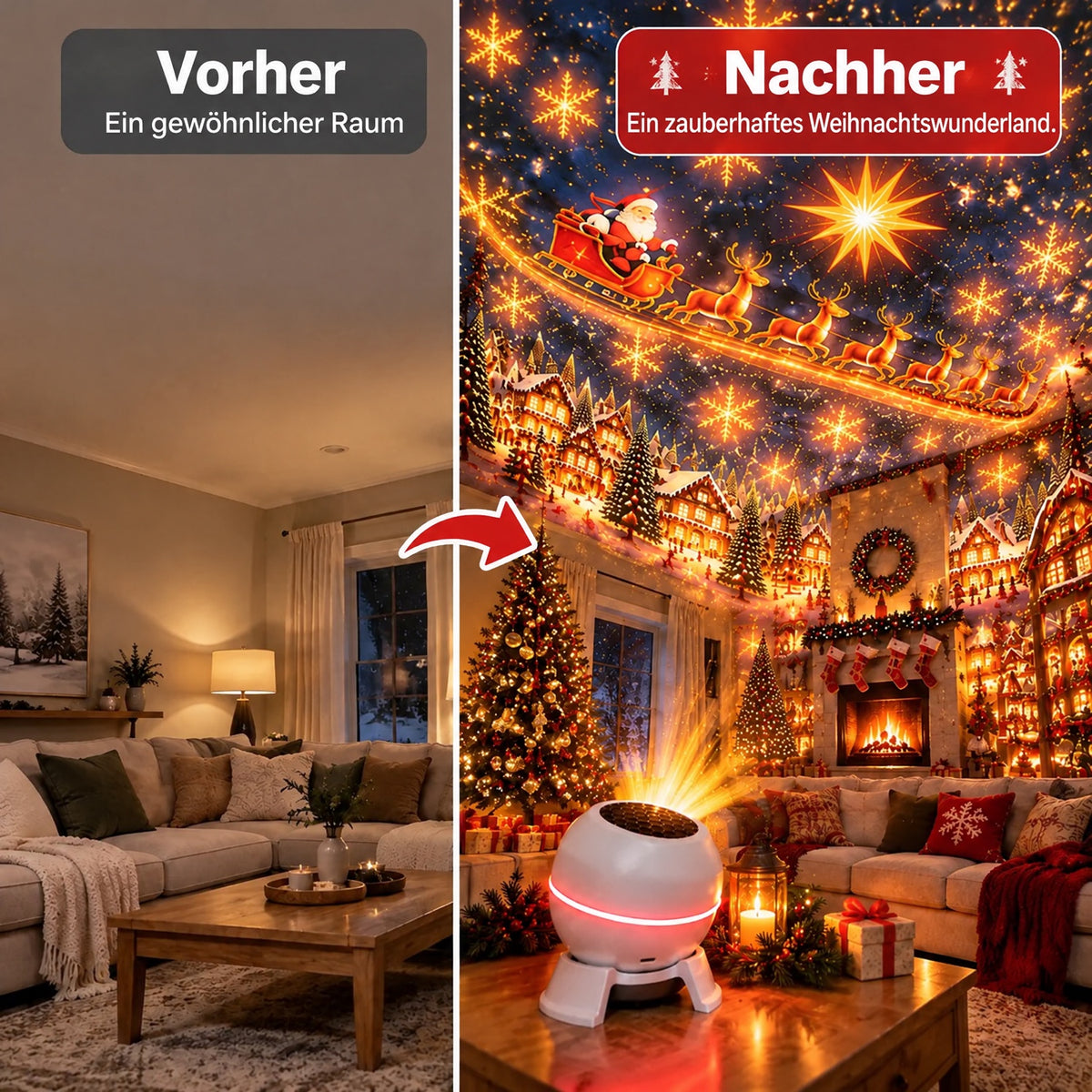 Weihnachtsprojektor – bewegte Motive, kompakt