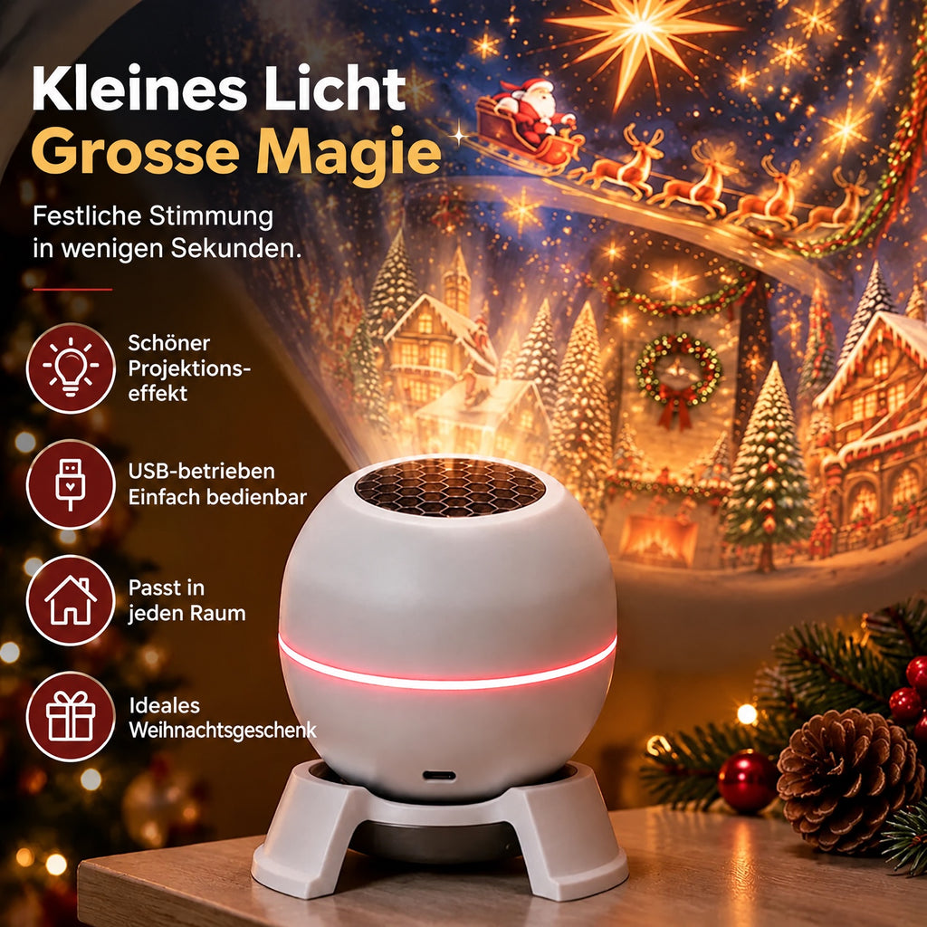 Weihnachtsprojektor – bewegte Motive, kompakt