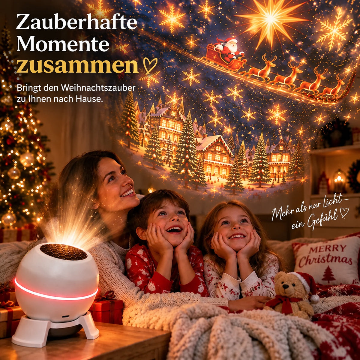 Weihnachtsprojektor – bewegte Motive, kompakt
