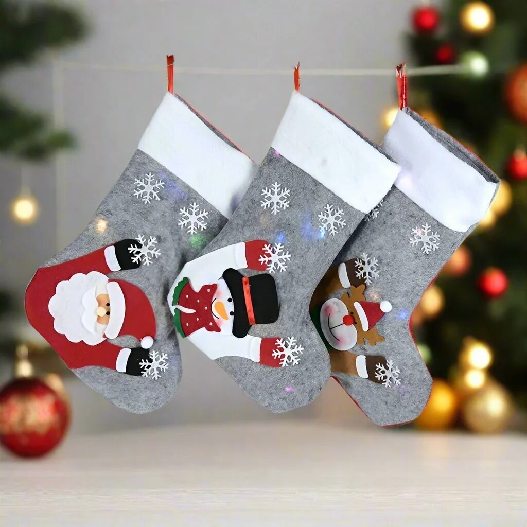 Weihnachtsstrumpf – LED-Licht, Vliesstoff